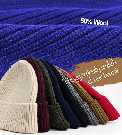 Seamless Beanie Hat for Men Women Wool Fisherman Beanies Winter Hats - color: Royal Blue