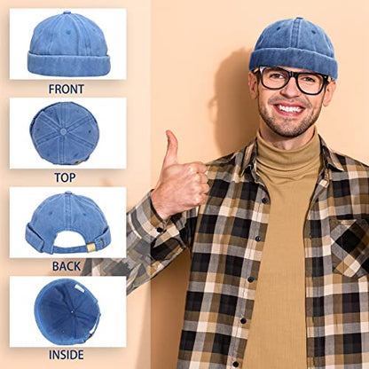 Janmercy 8 Pcs Brimless Hats for Men Adjustable Skullcap Docker Hat Buckle Beanie Cap Wash Cotton No Brim Hats for Men Women - color: Bright Color