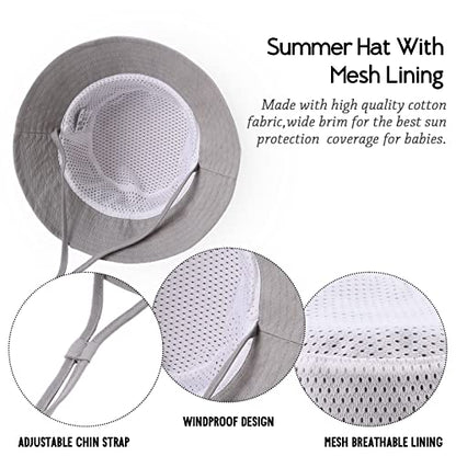 JANGANNSA Cotton Baby Sun Hat Infant Toddler Boys Girls Bucket Hats Summer Sun Protection Kids Beach Caps - color: Gray, size: 3-6 Months