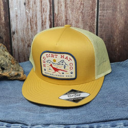 Red Dirt Hat Company Wildlife Hat | 5-Panel Western Adjustable Snapback Cap - color: Speedy 2 - Timber/Vegas Gold