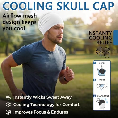 2 Pack Cooling Skull Cap for Men Women, 3D Mesh Sweat Wicking Beanie - color: Pinkish Purple+white