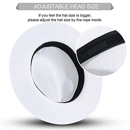 Lanzom Summer Beach Sun Hats for Men Women Foldable Floppy Travel Packable Staw Hat, Wide Brim Hat - color: Style B-white, size: Large