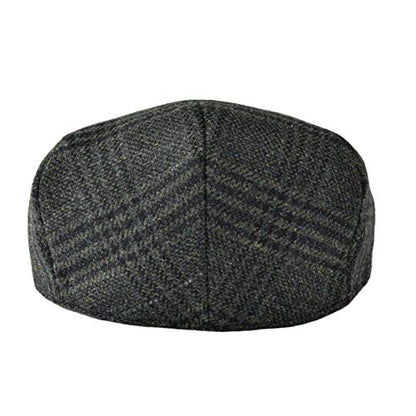 FEINION Men's Wool Tweed Newsboy Ivy Cap Gatsby Golf Flat Hat - color: Plaid Green, size: 7 1/4