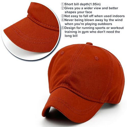 Loneshark Short Brim Baseball Cap for Running Small Bill Umpire Hat - color: Orange
