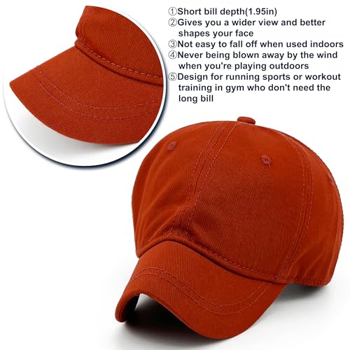 Loneshark Short Brim Baseball Cap for Running Small Bill Umpire Hat - color: Orange