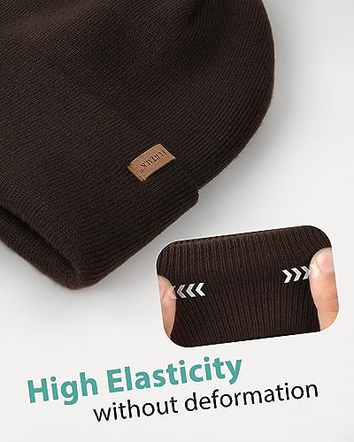 FURTALK Beanie for Men Women Cuffed Thick Knitted Winter Hat Skull Cap - color: Deep Coffee