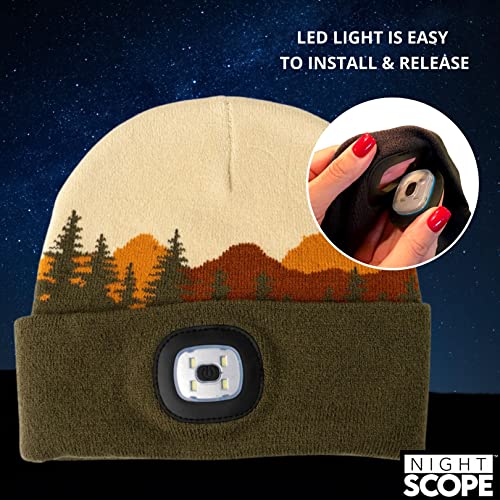 Classic Rechargeable LED Warm Knit Beanie Head Light Hat Headlamp for Outdoor Activities - color: Sedona