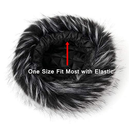 sy soul young Women's Leopard Faux Fur Hats Fluffy Bucket Hat Russian Style - color: Black&white