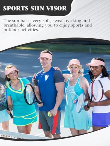 12 Pack Sun Visor Hats Softball Adjustable Cap Sun Protection for Women Men - color: Pink