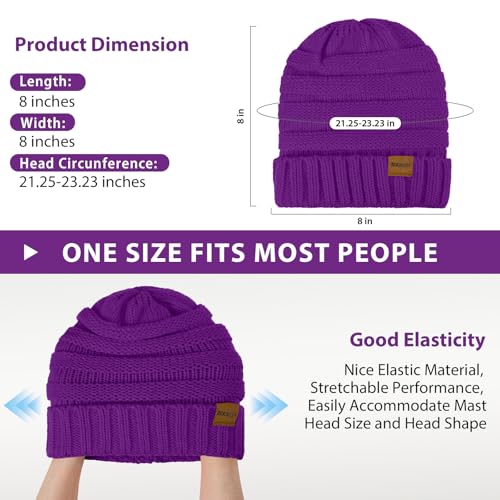 ZOORON Womens Winter Hat Slouchy Beanies for Women Cable Knit Beanie Hats - color: 1pack- Purple