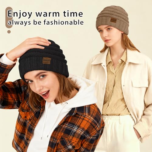 ZOORON Womens Winter Hat Slouchy Beanies for Women Cable Knit Beanie Hats - color: 1pack- Khaki
