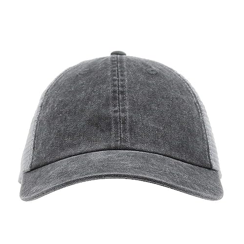 Vintage Washed Soft Mesh Cotton Adjustable Baseball Cap - color: Charcoal Gray/Gray