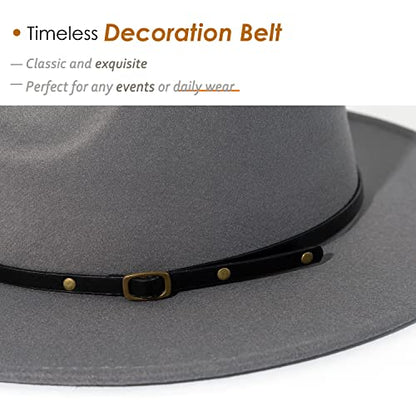 Lisianthus Women Belt Buckle Fedora Hat - color: Grey