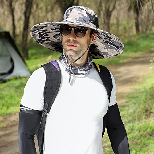 HUAMULAN Men Women 6" Wide Brim Sun Protection Hat Summer Fishing Hats - color: Hn002-micai5