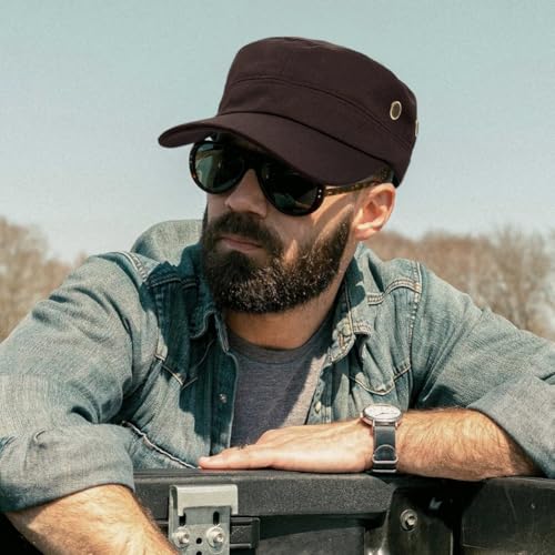 Unisex Basic Cadet Army Caps Everyday Military Style Hat - color: Coffee 1