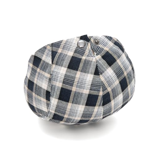 QHFHULV Newsboy Cap for Men Cotton Flat Gatsby Ivy Golf Cabbie Driving Hat - color: Plaid Black White