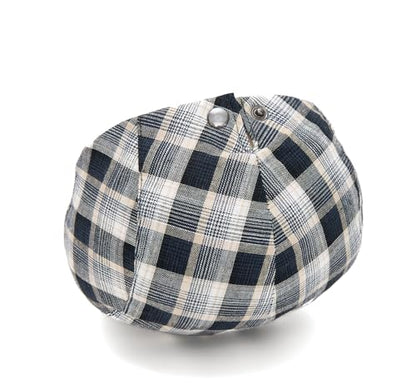 QHFHULV Newsboy Cap for Men Cotton Flat Gatsby Ivy Golf Cabbie Driving Hat - color: Plaid Black White