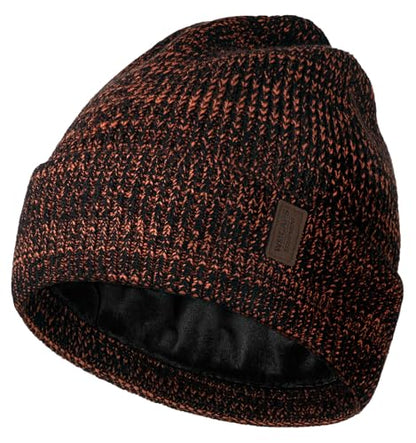 Wmcaps Winter Beanie for Men Women, Soft Warm Fleece Lined Knit Hat - color: Black/Orange