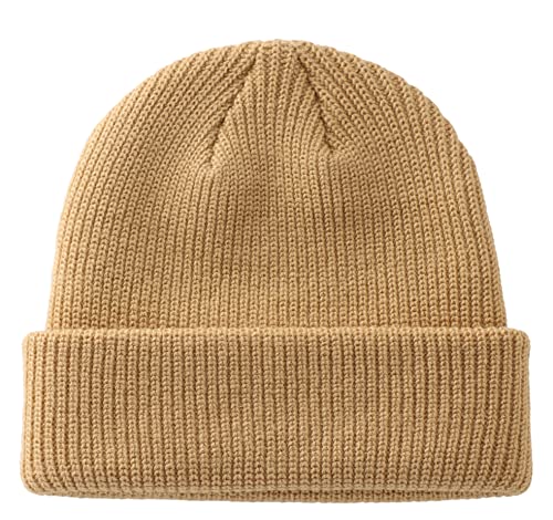 Connectyle Classic Double Layer Knit Beanie Hat Warm Thick Acrylic Winter Hats Daily Cuffed Beanies Watch Hat for Men Women - color: Khaki