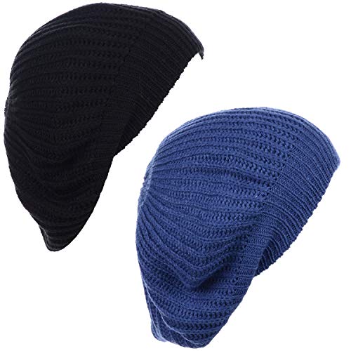 an Fall Winter Knit Beanie Beret Hat for Women Soft Knit Lining Many Styles - color: Denimblack