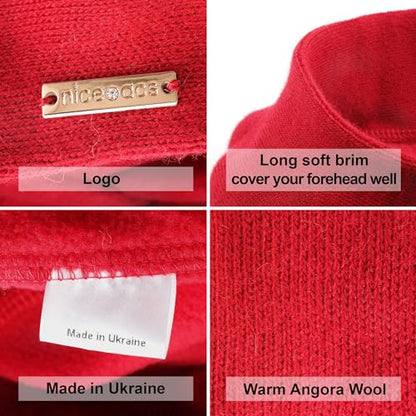 Beret - Warm Lined Wool Angora Knit Berets - French Paris Hat for Women - color: Red