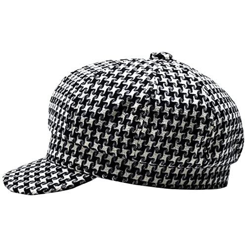 Newsboy Caps Fall Hats for Women Fashionable Vintage - color: T2-houndstooth-black
