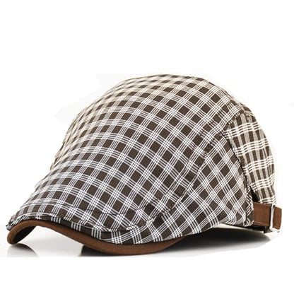 Women's Berets: Black Houndstooth Red Beret Hats for Women Fall Winter Fashion Outfit - color: Advance-plaid-brown