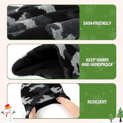 Duoyeree Kids Beanie Dinosaur Pom Pom Knit Winter Hat Fleece Lined for 1-7T - color: 1a-blackgray, size: 2-4T