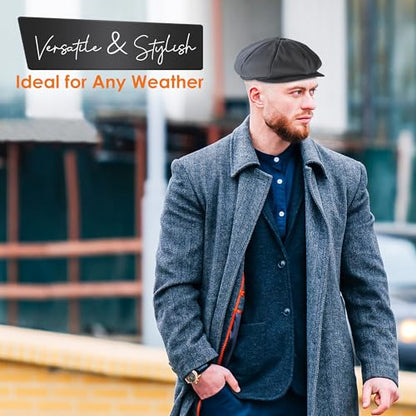 Oversized Men's Super Big 100% Wool 8 Panel Applejack Newsboy Cabbie Gatsby 20 Generation Hats (Not a Regular Apple hat) - color: Solid Brown