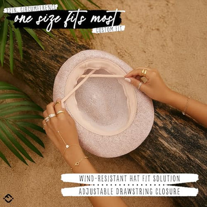 Funky Junque Short Brim Fedora Packable Sun Hat for Women - color: Sequin - Rose