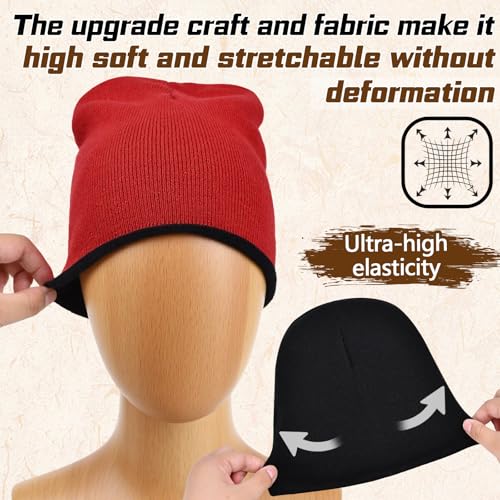 ZOORON Reversible Skull Caps for Men Women Reversible Beanie with -Double Side Warm Winter Fisherman Beanie - color: A-1pack-grey/Winered+black/Winered