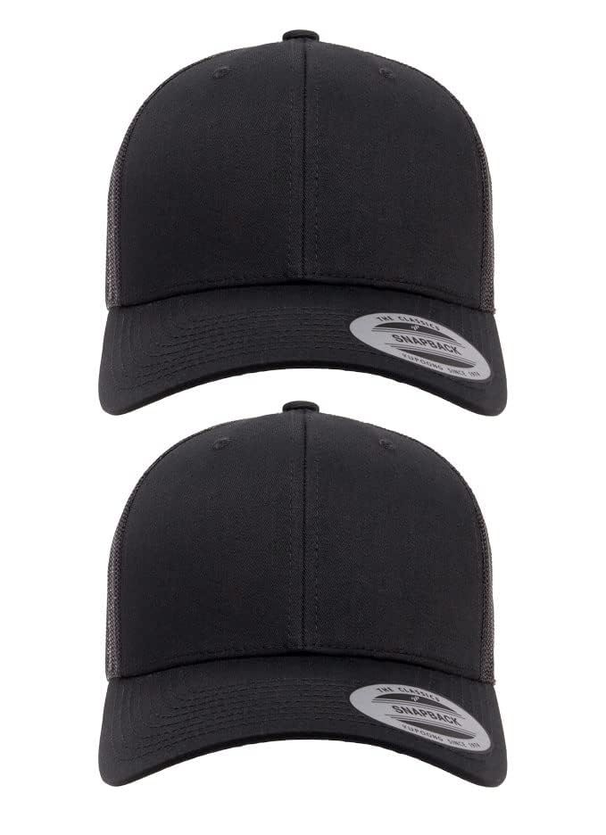 Yupoong Yp Classics Retro Trucker Cap - color: Black, size: One Size, style: 2 Pack