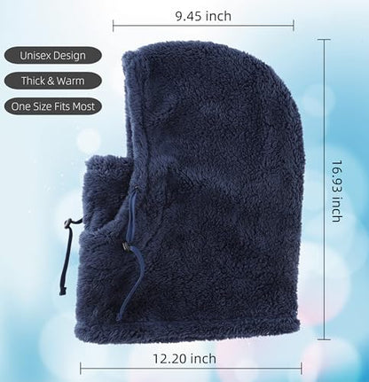 Connectyle Balaclava Hood Winter Hat for Men & Women Windproof One-Piece Fleece Hooded Scarf Ski Mask Cold Weather Hat - color: Navy Blue