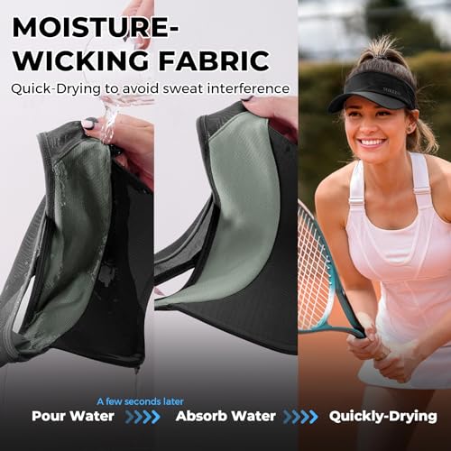 Sukeen Lightweight Sports Sun Visor Hat for Men Women - color: Black