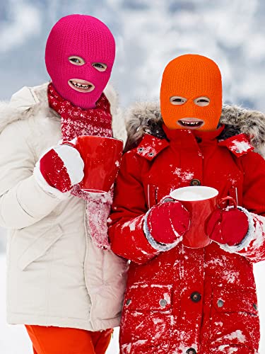 Janmercy 6 Pcs Kid Ski Mask 3 Hole Balaclava Knit Full Face Mask