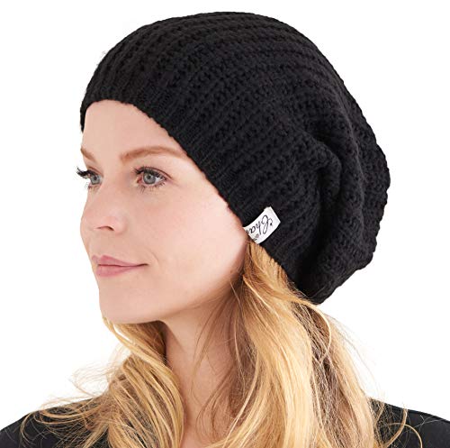 CHARM Oversized Winter Slouchy Knit Beanie - color: Black