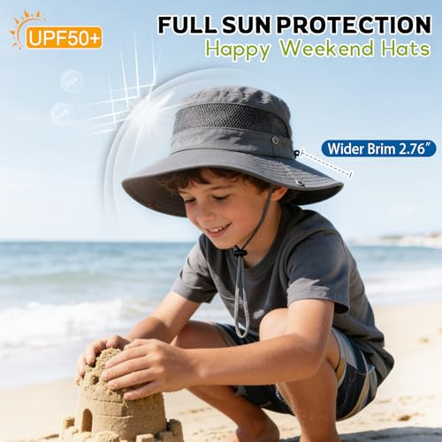 Komorebi UPF 50+ Kids Sun Hat，Wide Brim Bucket Hats for Kids Beach Outdoor - color: 04 Khaki