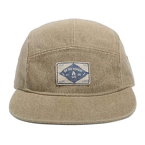 Croogo 5 Panel Hat Flat Brim Baseball Cap for Men Women Vintage Streetwear - color: 5p02-khaki