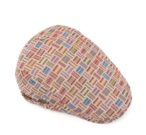 Quanhaigou Unisex Denim Newsboy Hats Flat Ivy Gatsby Cabbie Driving Berets Hat Cotton Dad Cap for Men Women - color: Plaided Pink