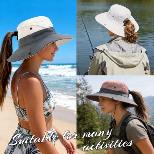 PFFY Sun Beach Hats for Women Men Wide Brim Fishing Bucket Hat - color: Black