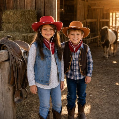 Cowboy Hat Kids 3-8t,Felt Cowgirl Hat for Western Costume - color: Brown