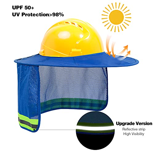 Hard Hat Sun Shade, High Vis Sun Visor Shade, Full Brim, Blue, 2PCS - color: 2 Packs Blue