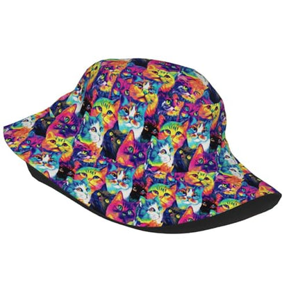 Bucket Hat for Men Women Packable Sun Hats Fisherman Outdoor Summer Travel Hiking Beach Caps - color: Cat