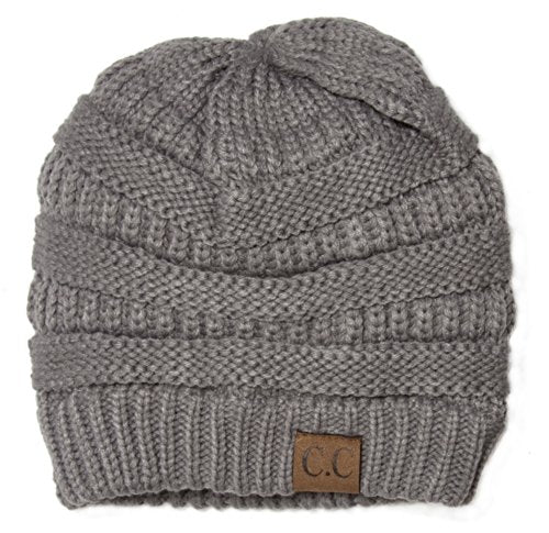 C.C Trendy Warm Chunky Soft Stretch Cable Knit Beanie Skully - color: Grey