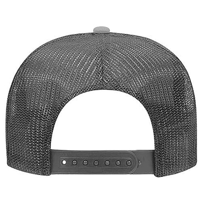 Ashen Fane Polyester Foam Front 5 Panel High Crown Mesh Back Trucker Hat - color: Blk/Gry/Ch.gry