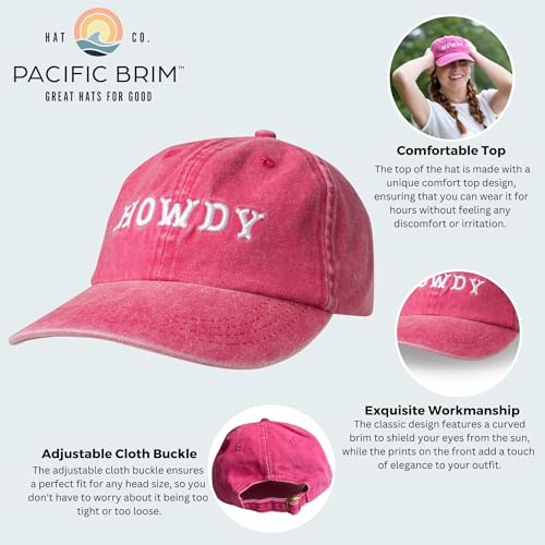 PACIFIC BRIM Women's and Men's Classic Cotton Adjustable Baseball Hat - color: Howdy