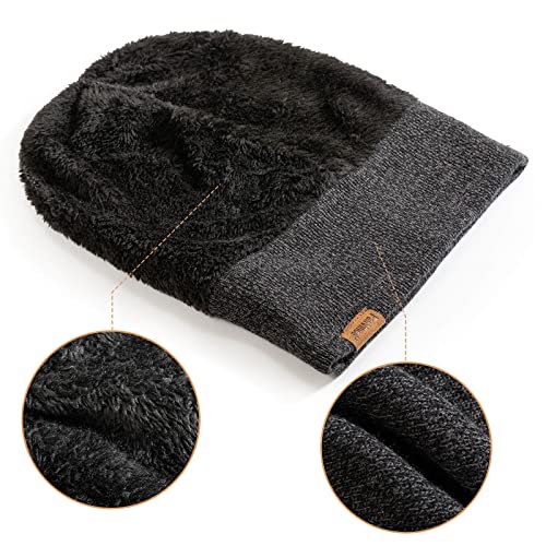Beanie for Men Winter Thermal Cuffed Knit Hat Warm Gifts Womens Beanies - color: Charcoal Gray