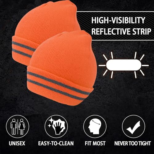 Gelante High Visibility Reflective Safety Knit Beanie for Men & Women – Warm Winter Headwear for Outdoor Activities. - color: Black