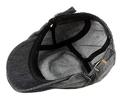 2 Pack Mens Denim Cotton Newsboy Cap Ivy Gatsby Driving Hunting Cabbie Hats - color: 2 Pack-c