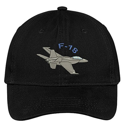 Trendy Apparel Shop F-18 Hornet Embroidered Cap Premium Cotton Dad Hat - color: Black